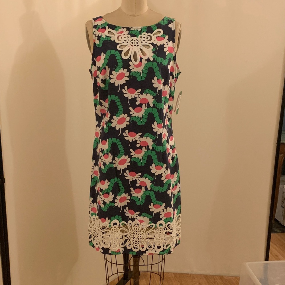 New Lilly Pulitzer cotton print Shift Dress 10 knee length